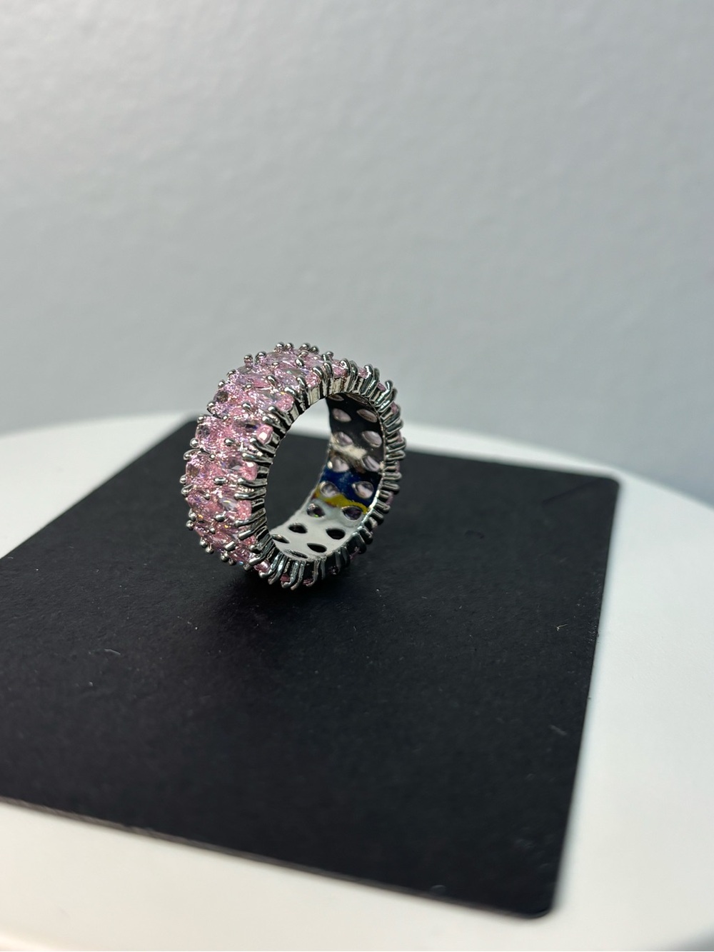 Pink Stone Eternity Band Ring - Picture 7 of 10